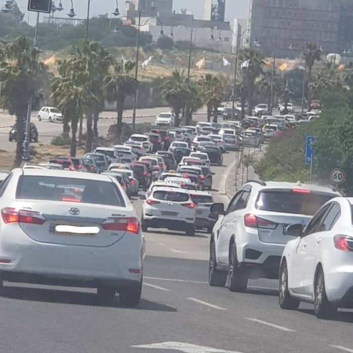 פקקים בדרך אל הים. צילום: פרטי