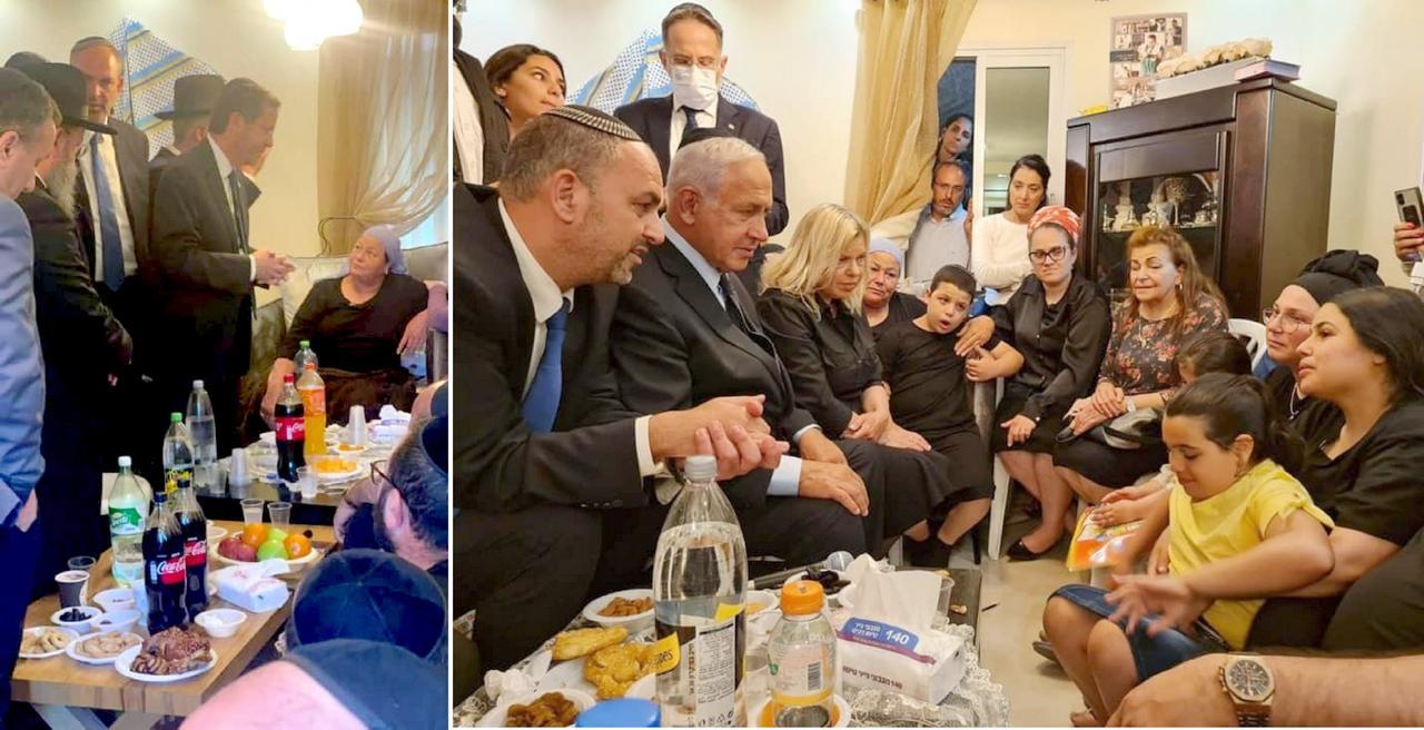 נתניהו, הרצוג ורביבו בניחום בית משפחת בן יפתח בלוד. צילום: באדיבות דוברות עיריית לוד