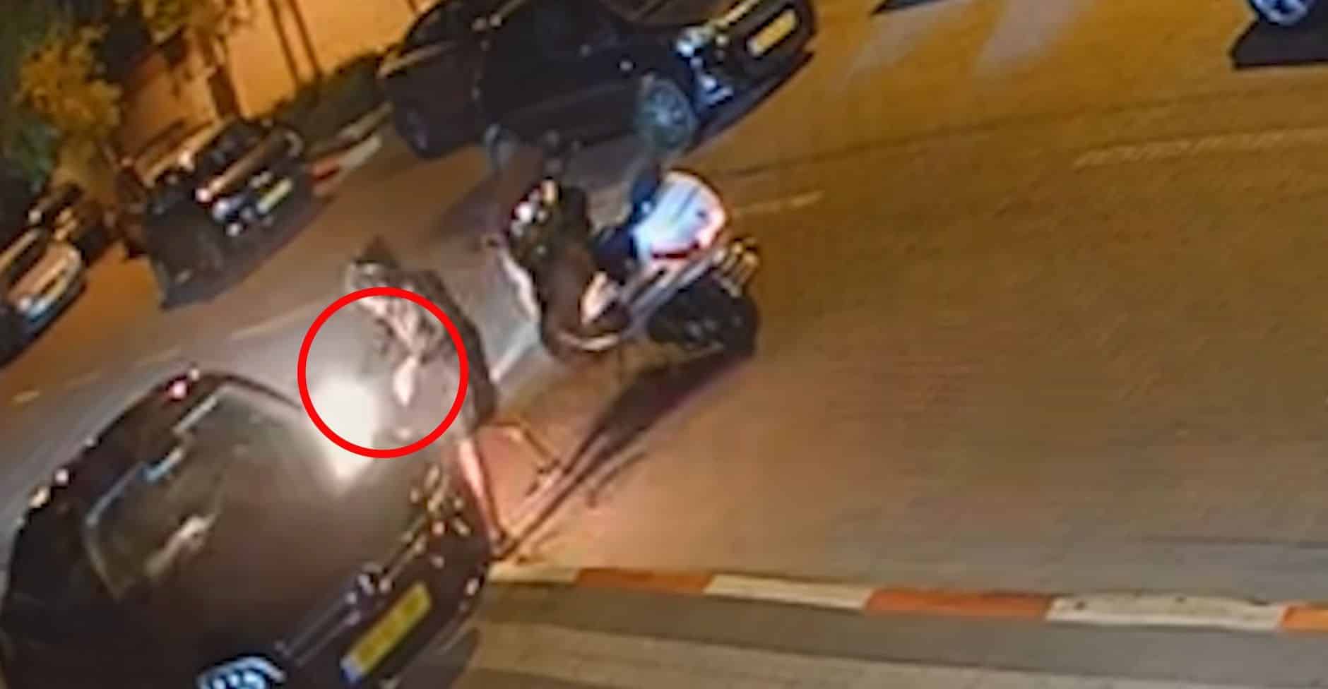 החשוד מצית את הרכב- צילום: דוברות משטרת ישראל