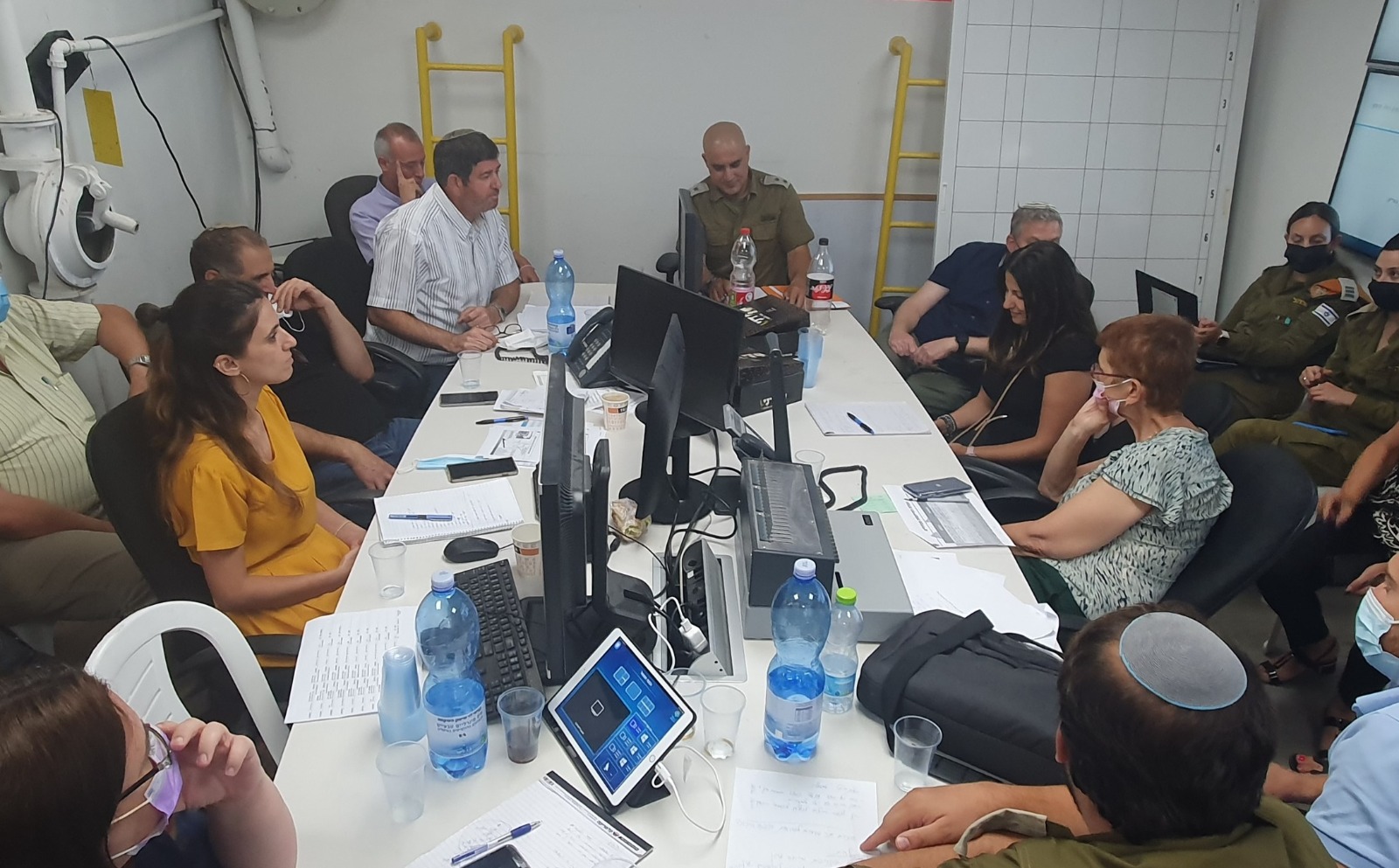 תמונה: חדר המצב בעת התרגיל <br> צילום: דוברות העירייה 