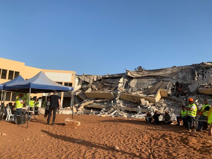 הריסת בניין ההדרכה בצריפין. צילום: החברה לביטחון