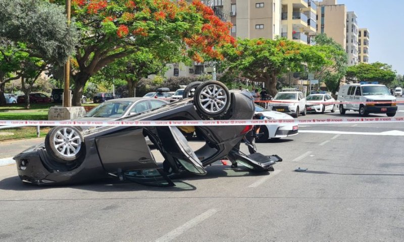 זירת התאונה ברחוב מוהליבר- צילום: דוברות משטרת ישראל