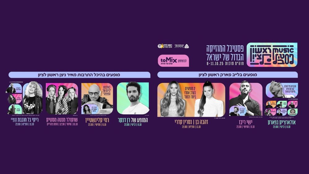 פסטיבל ראשון לציון   12-8 באוקטובר, חוה"מ סוכות 