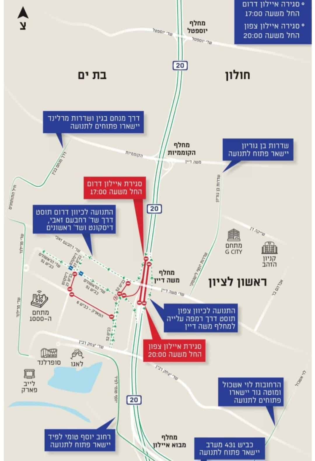 ראשון לציון: עוד שעה זה מתחיל חסימת אילון
