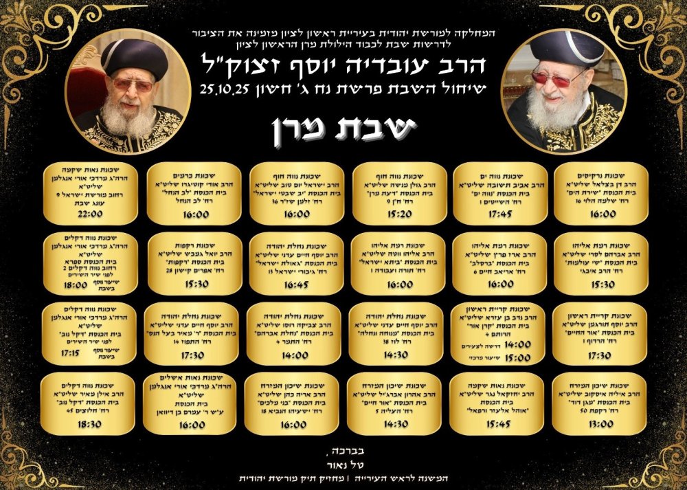 שבת לזכרו של מרן הראשון לציון הרב עובדיה יוסף זצ"ל 