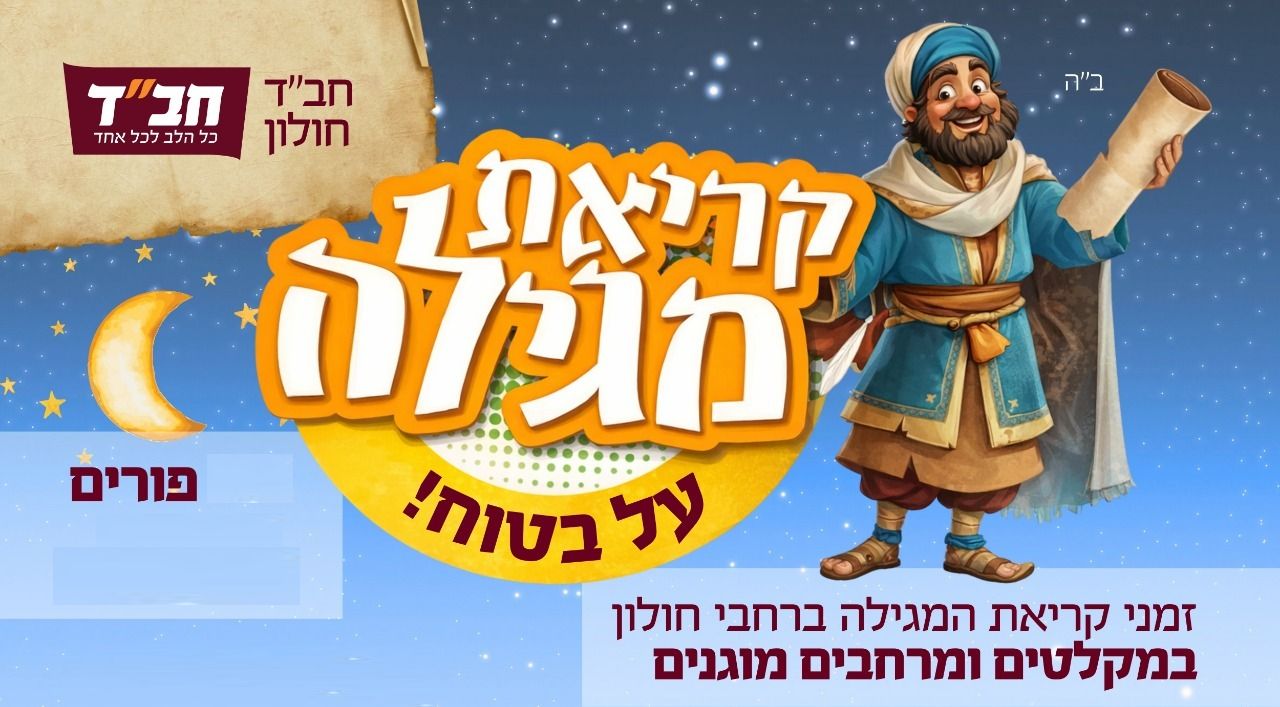 נקודות וזמני הקראת המגילה בחולון בימים שני ושלישי