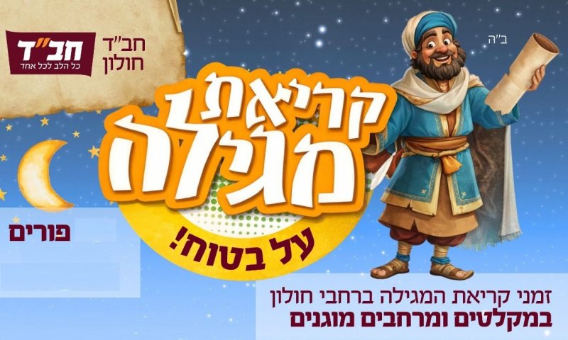 נקודות וזמני הקראת המגילה בחולון בימים שני ושלישי